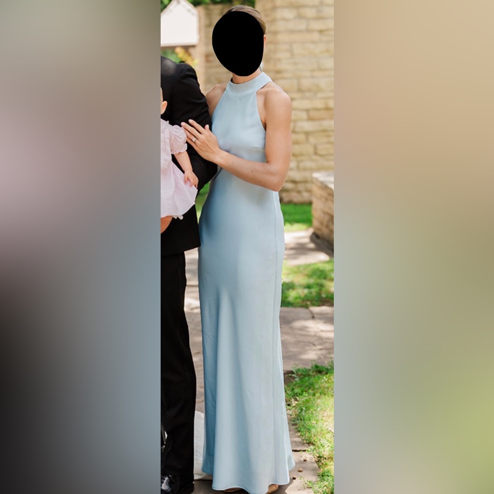 Wayf Violetta Matte Satin Gown Baby Blue